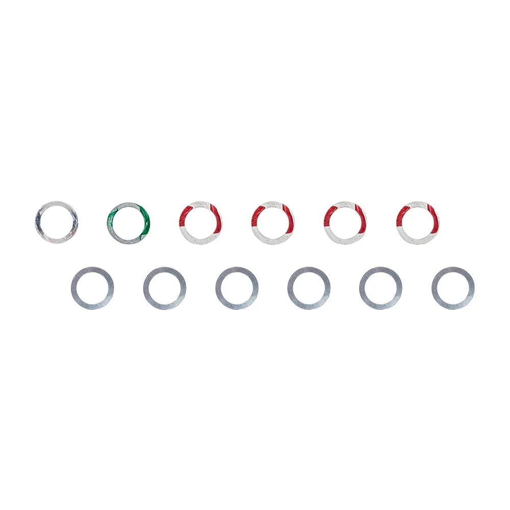 primary-49649 SUREFIRE SOCOM SHIM KIT two rows of silver circular shims with coloured edge markings