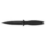 Kershaw Secret Agent fixed boot knife, side view with black spear-point blade and handle