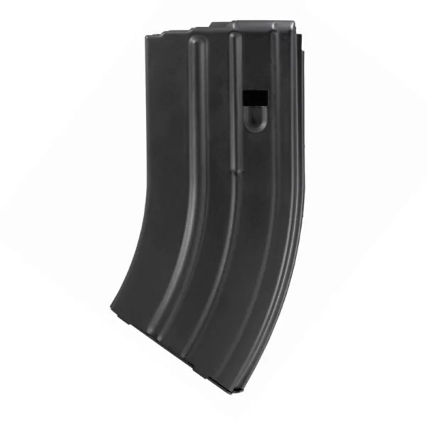 C Products Defense Inc. DuraMag AR-15 Rifle Magazine, angled side view in black with curved body