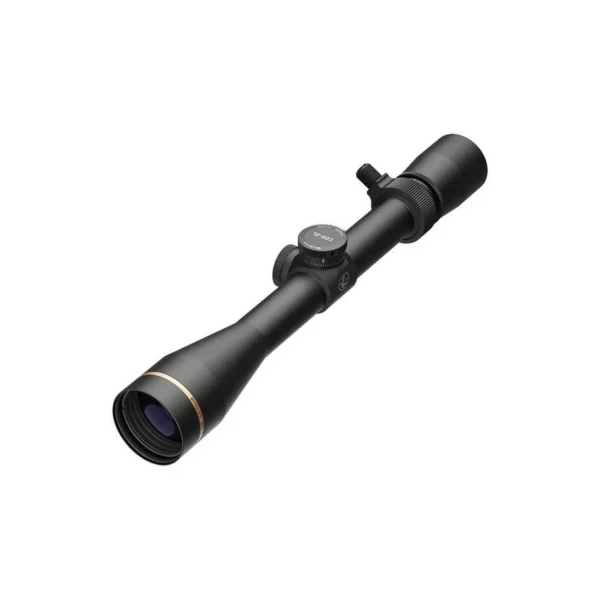 Leupold VX-3HD rifle scope in matte black, angled side view with adjustment turrets