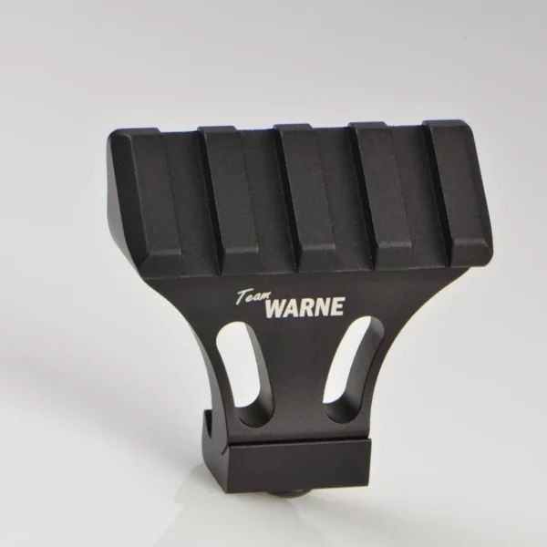 Warne Picatinny Side Mount Adapter in black, front view with angled rail