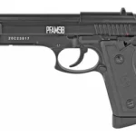 Crosman PFAM9B, black left-facing side view with textured grip and exposed hammer