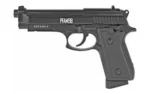 Crosman PFAM9B, black left-facing side view with textured grip and exposed hammer