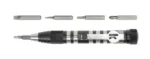 KERSHAW TX TOOL silver and gray driver shown from the side with four interchangeable bits