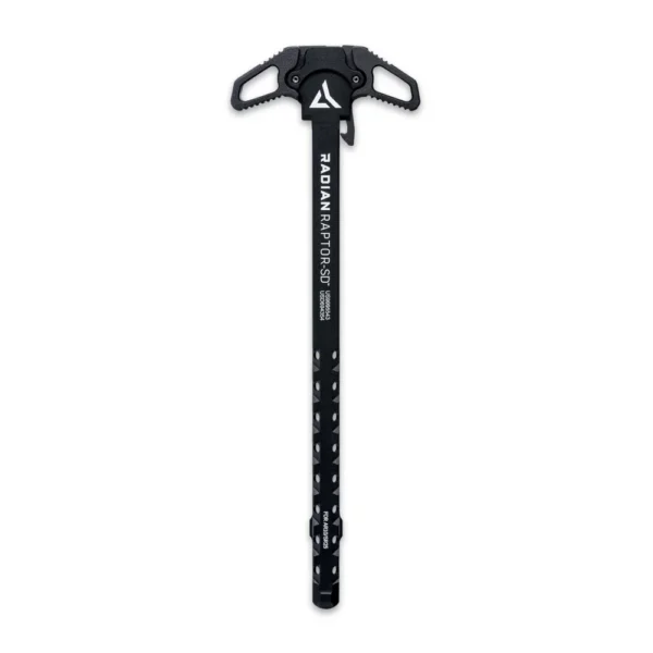 Radian Weapons Raptor SD AR-10 black charging handle, top view with ambidextrous latches