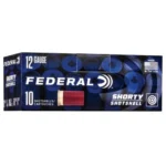 Federal Shorty SS shotshells, blue and black 12 gauge ammunition box shown from front
