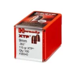 Hornady Handgun Bullets XTPHP red retail box, front and right side view
