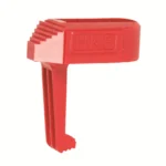 HKS 22LR Magazine Loader, red loader with ribbed grip, angled side view