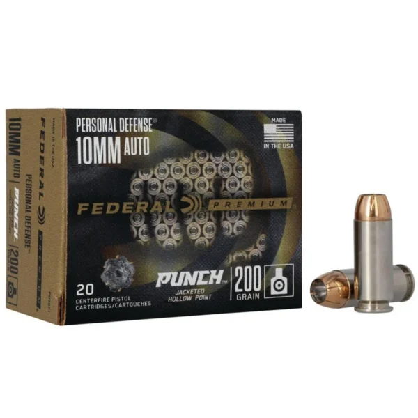 Federal Cartridge Co. Federal Personal Defense Punch Handgun Ammunition 10mm Auto 200gr JHP 1100 fps 20/ct