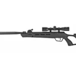 CROSMAN MAG FIRE MISSION black side view with scope, ventilated forearm and angular stock