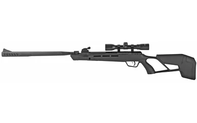 CROSMAN MAG FIRE MISSION black side view with scope, ventilated forearm and angular stock