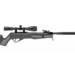 CROSMAN MAG FIRE ULTRA black and gray side view with scope and synthetic stock