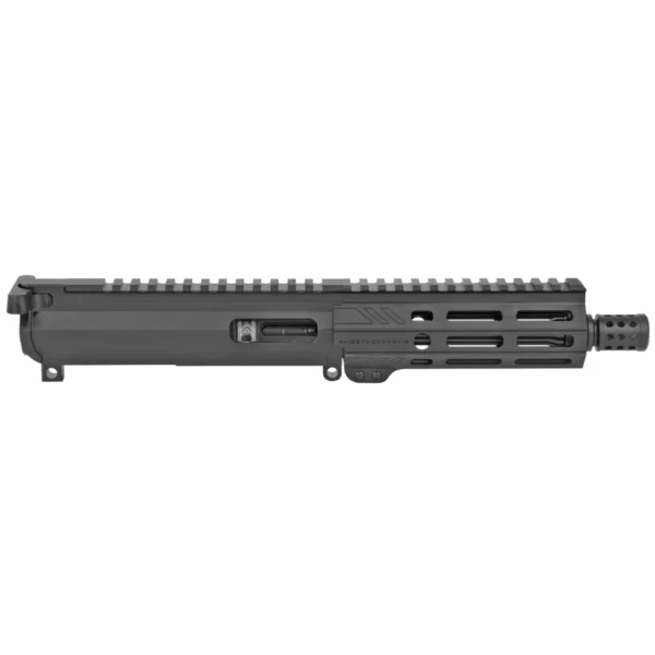 Angstadt Arms 6-inch Complete Upper Assembly, left-side view in black with ventilated handguard