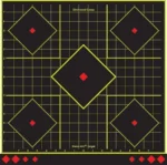 Birchwood Casey Shoot-N-C Sight-In Targets, black sheet with five diamond targets and grid lines
