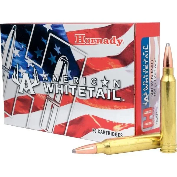 Hornady Mfg Hornady American Whitetail Rifle Ammunition .300 Win 150 gr SP 3275 fps 20/ct