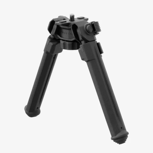 MAGPUL MOE QD BIPOD FOR M-LOK BLK, black bipod in front view with legs extended