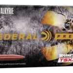 Federal Barnes Rifle Ammunition box, front view with deer graphic and TSX branding