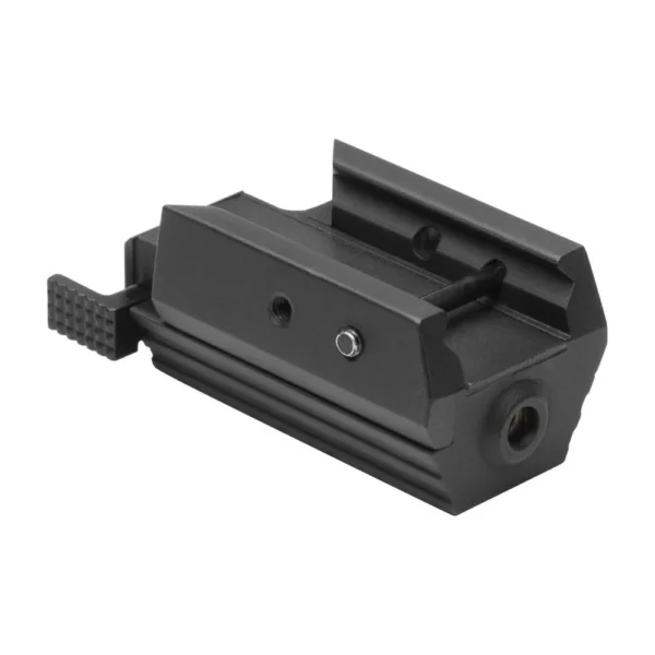 NcSTAR Tactical Pistol Red Laser, black rail-mounted unit in angled side view