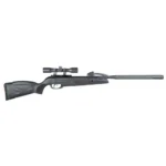Gamo Swarm Whisper black rifle, right-side view with mounted scope and long barrel