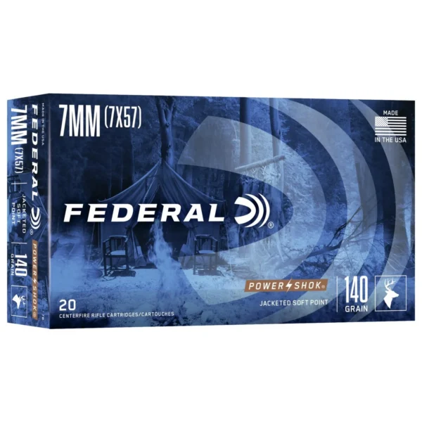 Federal Cartridge Co. Federal Power-Shok Rifle Ammunition 7mm Mauser 140 gr SP 2660 fps - 20/ct