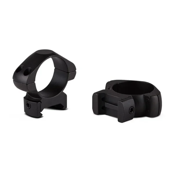 Konus 2-Piece Steel Riflescope Rings, matte black angled views of both rings