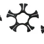 Ruger LCR full moon clips, three black five-round clips viewed from above