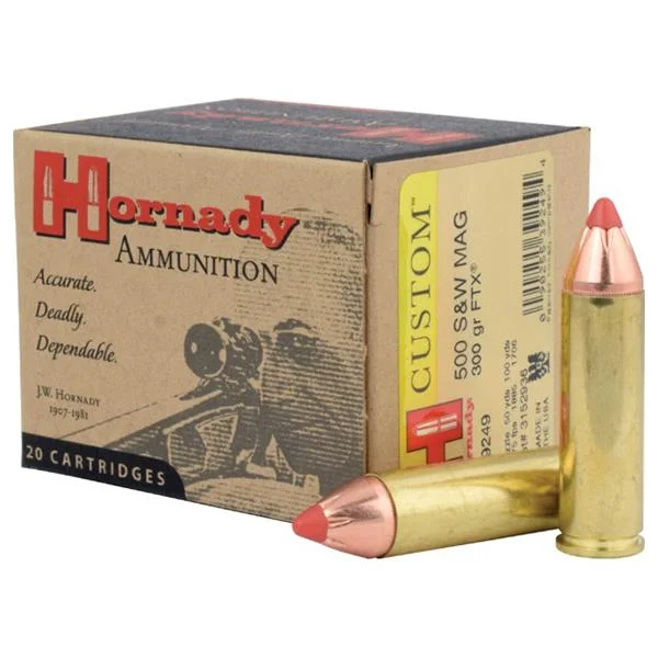 Hornady Mfg Hornady Custom Handgun Ammunition .500 S&W 300 gr FTX 2075 fps 20/rd