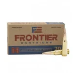 FRONTIER 6.5GRENDEL 123GR FMJ, tan ammunition box with one cartridge standing beside it