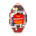 SHOOTERS CHOICE GUN BLACKENING KIT in clear red-edged case, front view
