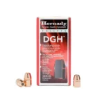 Hornady DGH 500GR bullets, copper-colored projectiles beside red and black box