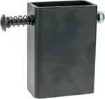 AOB Caldwell 2x4 Plate Hanger, angled view of black steel bracket with spring-loaded bolt