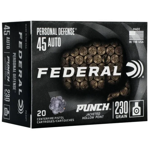 Federal Cartridge Co. Federal Personal Defense Punch Handgun Ammunition .45 ACP 230 gr JHP 890 fps 20/ct