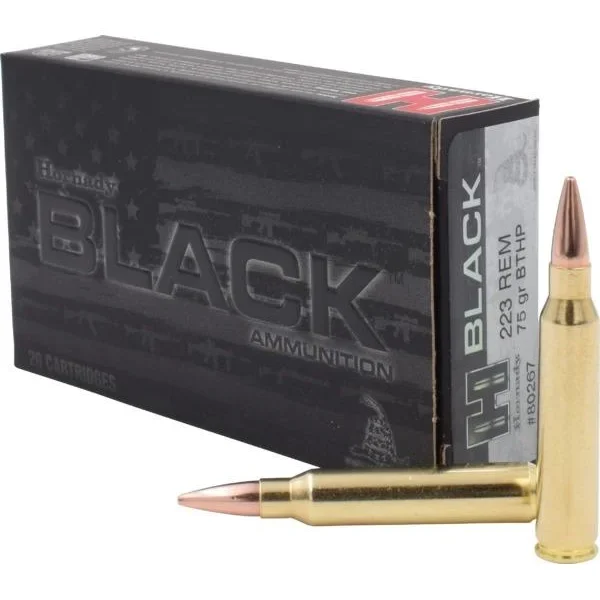 Hornady Mfg Hornady Black Rifle Ammunition .223 Rem 75 gr BTHP-M 2790 fps 20/ct