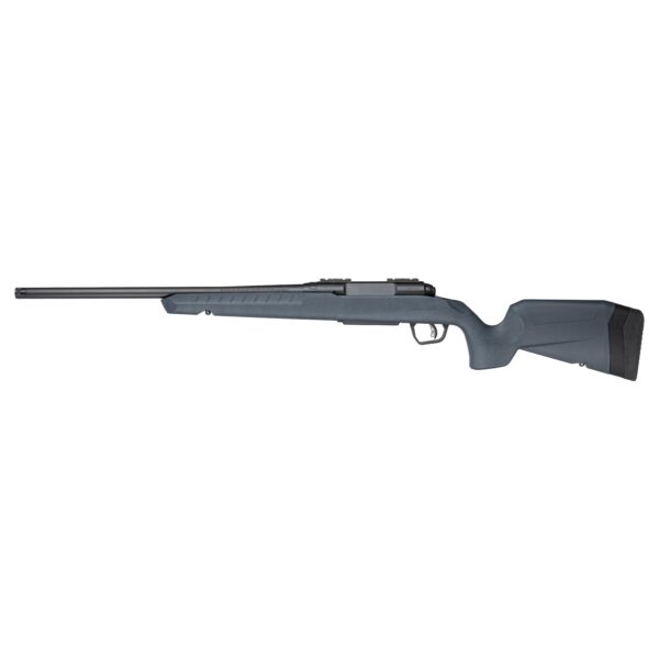 Savage AXIS 2 Gray rifle in side view with gray synthetic stock and black barrel
