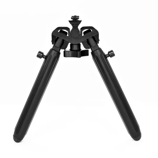 Warne Vapor Bipod, black front view with two extended legs and top mounting point