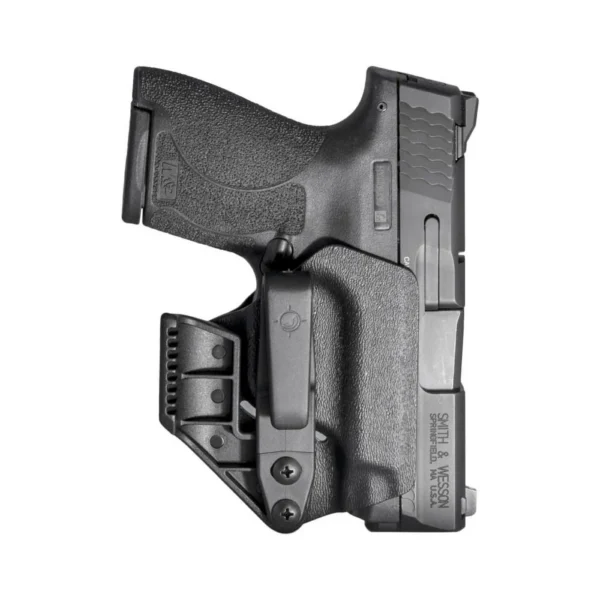 Mission First Tactical MFT Minimalist Appendix IWB Holster black, side view holding a pistol