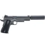 American Tactical Inc-ATI ATI German Sport 1911 AD OPS Handgun 22LR 10/rd 5" Barrel Black with Fake Suppressor