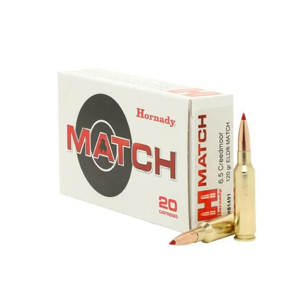 Hornady Mfg Hornady Match Rifle Ammunition 6.5 Creedmoor 120 gr ELD 2910 fps 20/ct