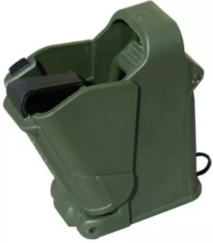 Maglula UpLULA Universal Pistol Mag Loader/Unloader, dark green angled front view