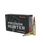 Hornady Precision Hunter Rifle Ammunition, black box with three visible cartridges
