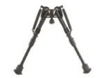 Harris Bipods Leg Notch Solid Base, black bipod with extended notched legs in front view