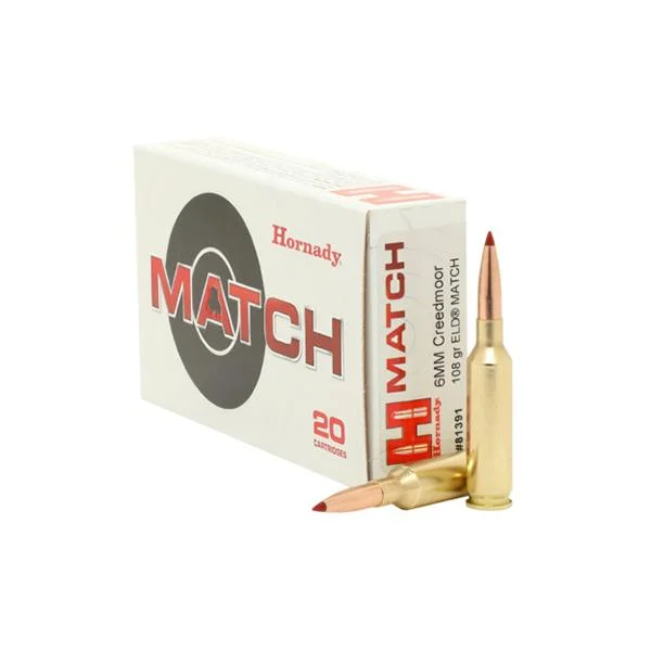 Hornady Mfg Hornady Match Rifle Ammunition 6mm Creedmoor 108 gr ELD 2660 fps 20/ct