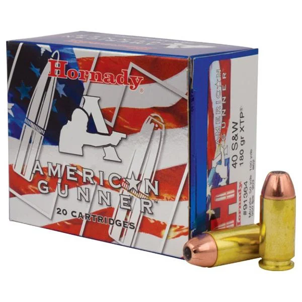 Hornady Mfg Hornady American Gunner Handgun Ammunition .40 S&W 180 gr XTP 950 fps 20/ct