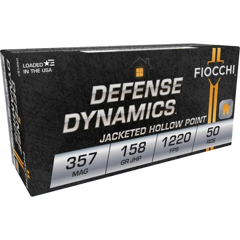 primary-50108 Fiocchi Pistol Shooting Dynamics ammunition in a black branded box, front angled view