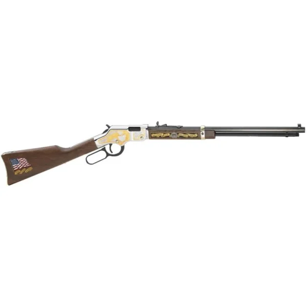 Henry Military Service Tribute 2nd Edition Rifle, right-side view with walnut stock and decorated receiver