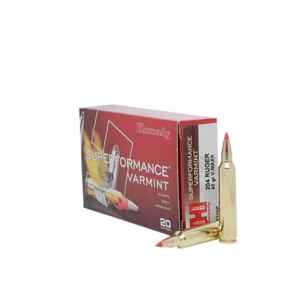 Hornady Mfg Hornady Varmint Express Rifle Ammunition .204 Ruger 40 gr V-MAX 3900 fps 20/ct