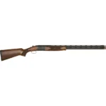 Mossberg MSBRG GOLD RES II BLACK shotgun, right-side view with wood stock and black barrels