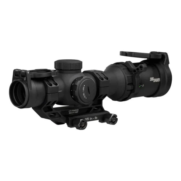 Sig Sauer Tango-MSR Compact Rifle Scope, black scope with mount in right-side view