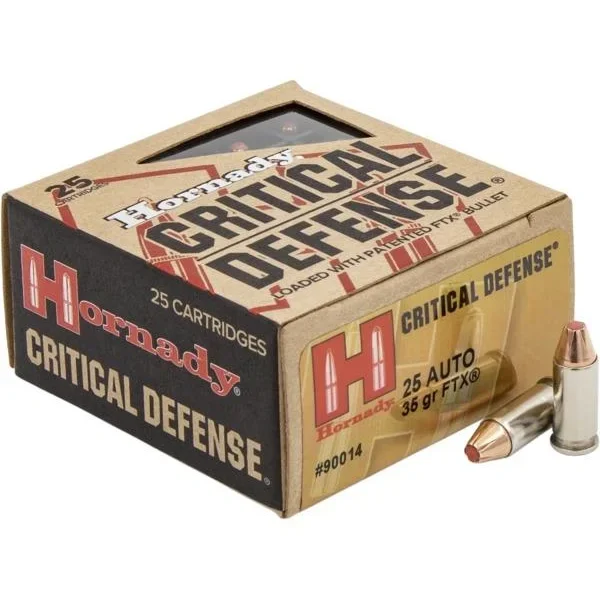 Hornady Mfg Hornady Critical Handgun Ammunition .25 Auto 35 gr FTX 900 fps 25/ct