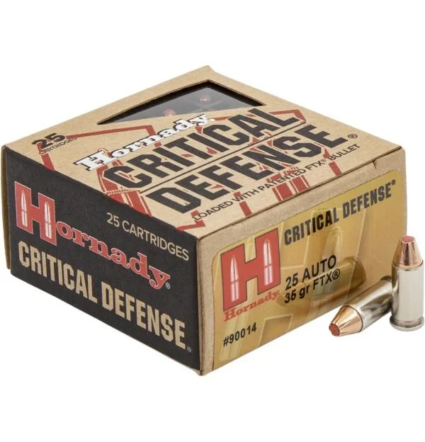 primary-50271 Hornady Mfg Hornady Critical Handgun Ammunition .25 Auto 35 gr FTX 900 fps 25/ct